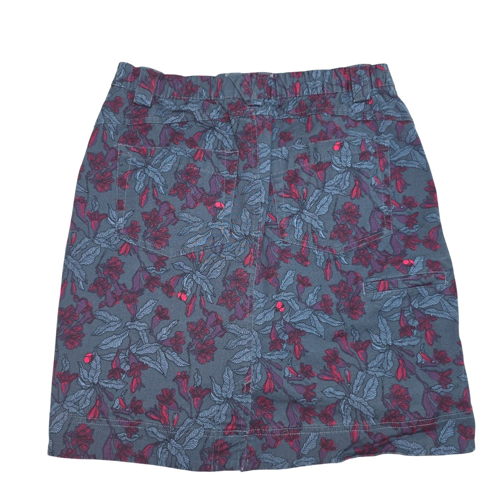 Duluth Trading Co Skirt Size 6 Floral Print Built in Under Shorts Blue Red - Picture 2 of 9